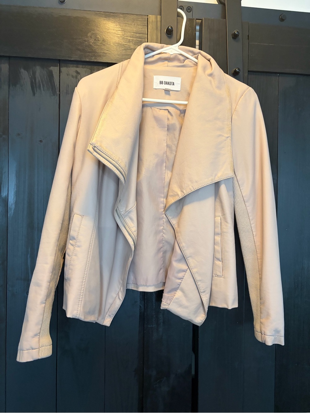 BB Dakota Women's Light Blush Draped Open Front Jacket
